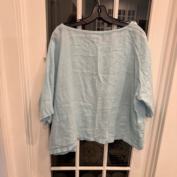 Eileen Fisher Women’s Light Aqua Green Linen Top Size Large. Oversized - Picture 4 of 7